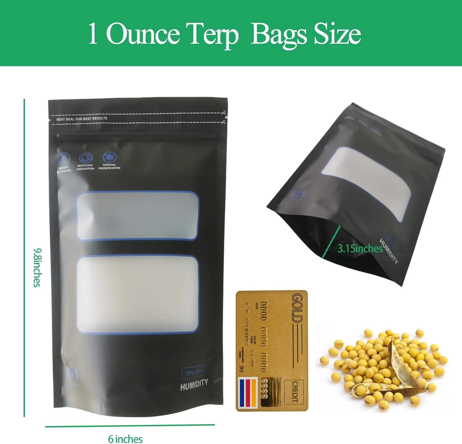 1 Ounce bags,Lock & Seal Storage & Curing terp Bags,Reusable Heat Sealable Bags for Food Storage (1 oz/28g) Sized at 6" x 9.8" x 3.15" Inches (20)