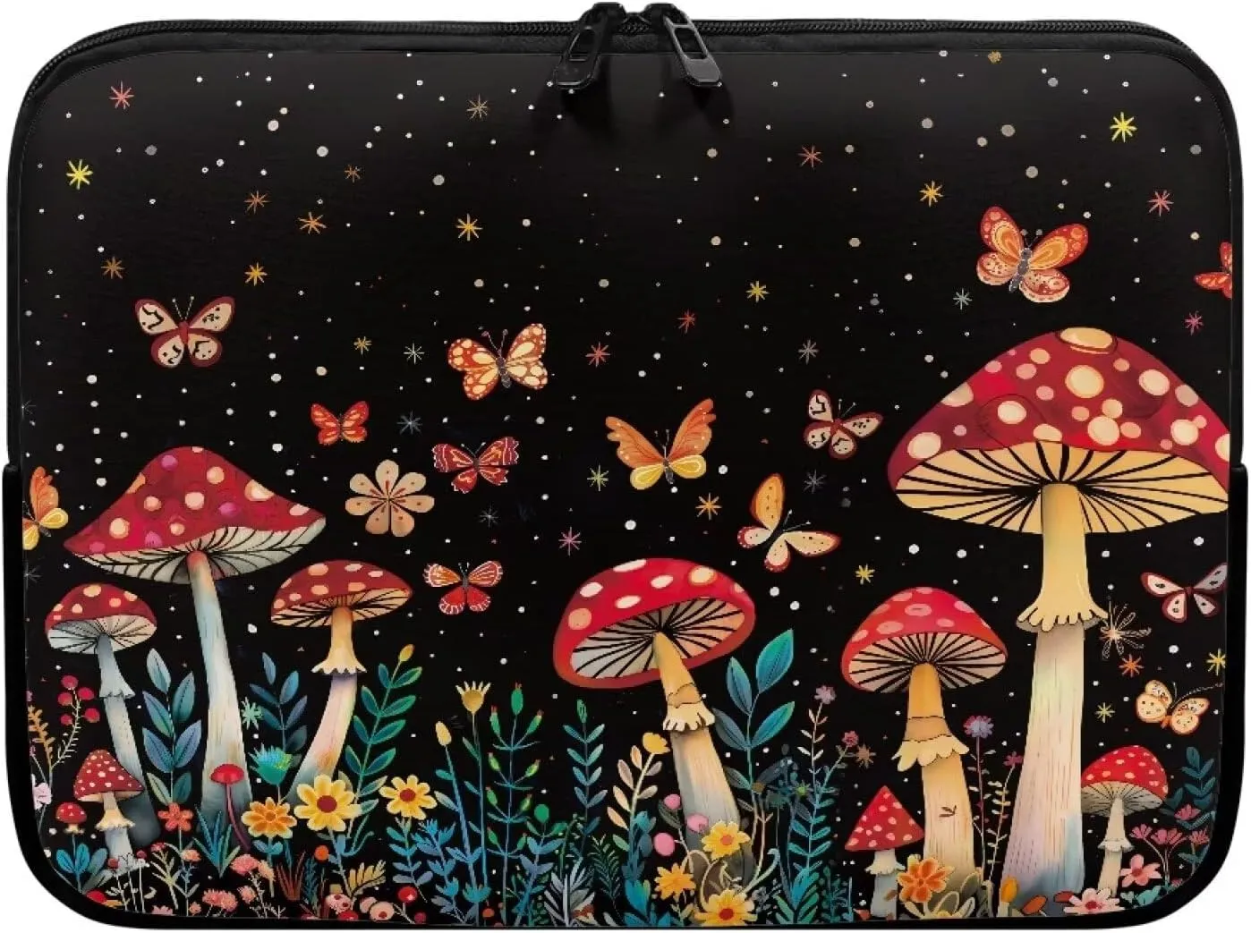 10 Inch Mushroom Butterfly Starry Laptop Sleeve Bag Computer Cover Water Resistant Tablet Carrying Case Decorative Notebook Briefcase Handbag, Gifts for Men Women