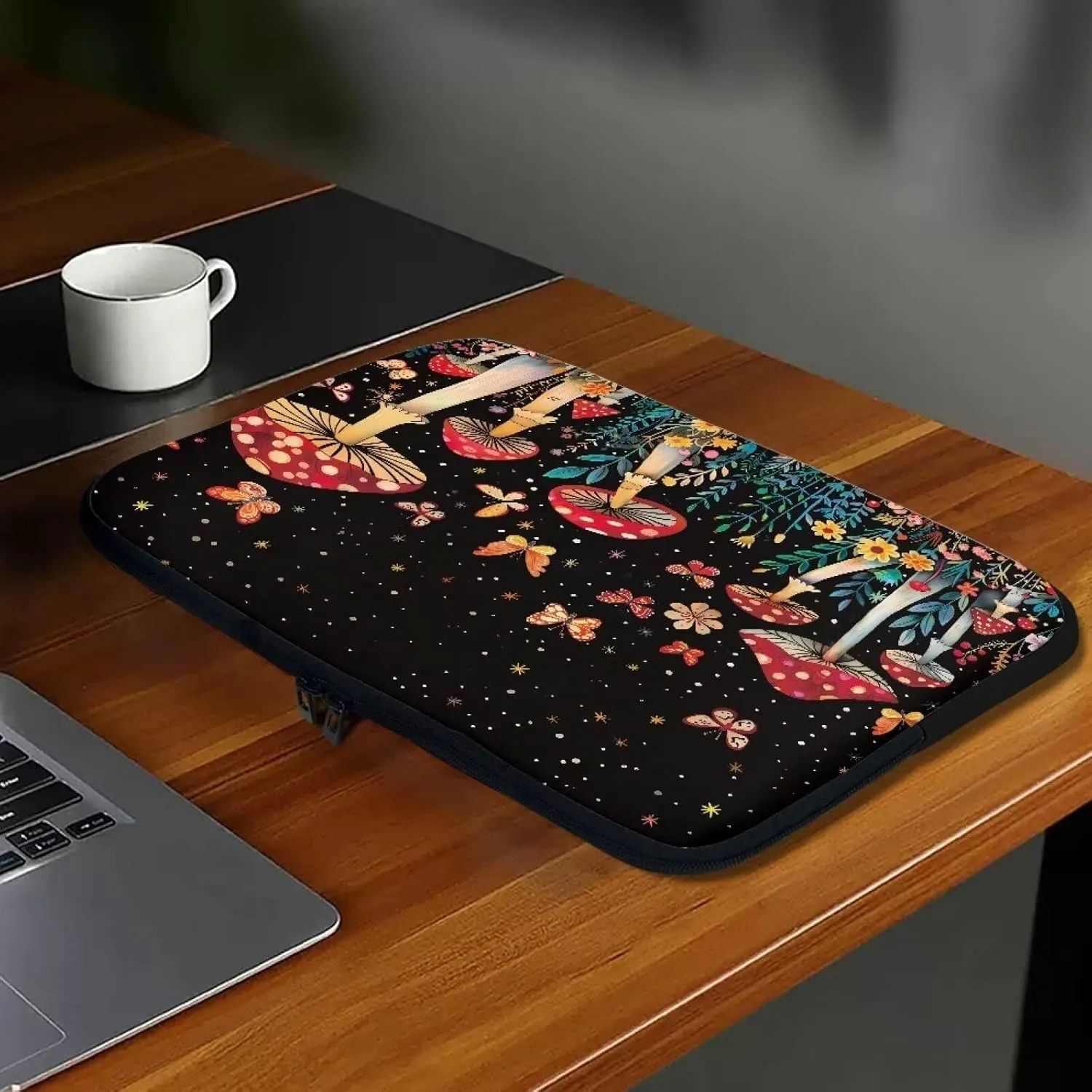 10 Inch Mushroom Butterfly Starry Laptop Sleeve Bag Computer Cover Water Resistant Tablet Carrying Case Decorative Notebook Briefcase Handbag, Gifts for Men Women
