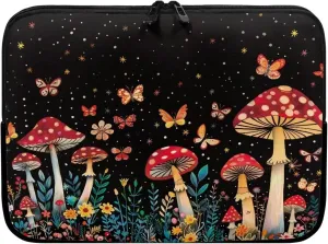 10 Inch Mushroom Butterfly Starry Laptop Sleeve Bag Computer Cover Water Resistant Tablet Carrying Case Decorative Notebook Briefcase Handbag, Gifts for Men Women