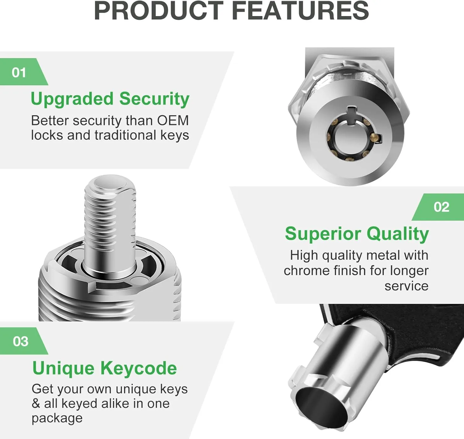 10 Pack Tool Box Lock with Keys, 5/8" Cabinet Lock Cam Lock Keyed Alike, Toolbox Lock Replacement Lock for Mailbox RV Storage Door with Manual, Zinc Alloy (10Pack，5/8 Inch)