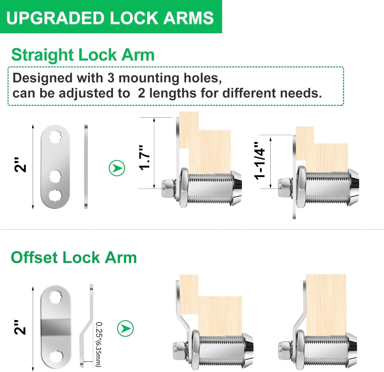 10 Pack Tool Box Lock with Keys, 5/8" Cabinet Lock Cam Lock Keyed Alike, Toolbox Lock Replacement Lock for Mailbox RV Storage Door with Manual, Zinc Alloy (10Pack，5/8 Inch)
