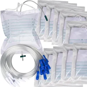 10 Packs Urinary Drainage Bags, 4000mL Urinary Bags with 10PCS 36-inch Extension Tubes, Large Volume Anti-Reflux Drain Bags, Overnight Collector Urine Bags for Health Aids