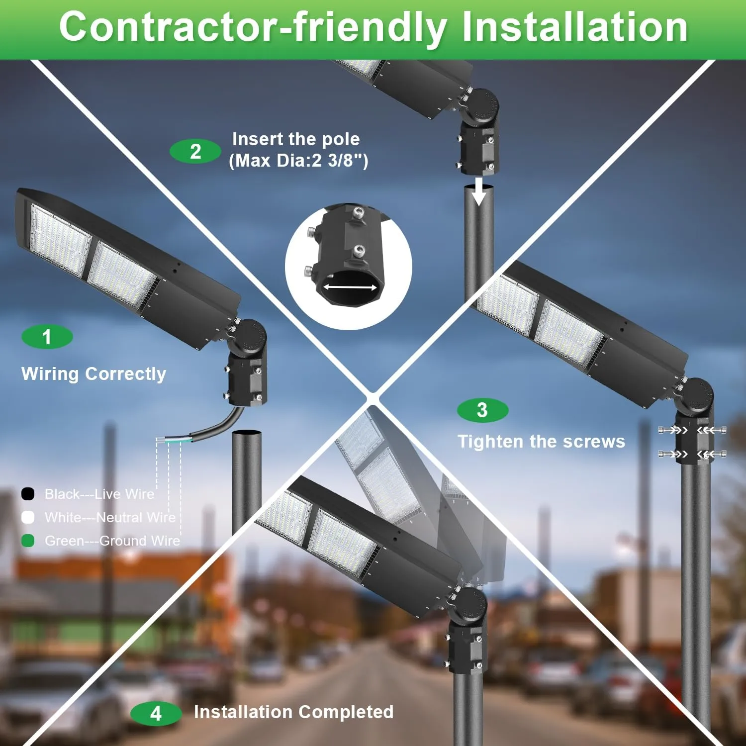 100W LED Parking Lot Light 14000LM LED Shoebox Area Light 5000K Dimmable Commercial Outdoor Street Lighting with Yoke Mount IP65 100-277VAC UL&DLC Listed(Slip Fitter Mount,200W)