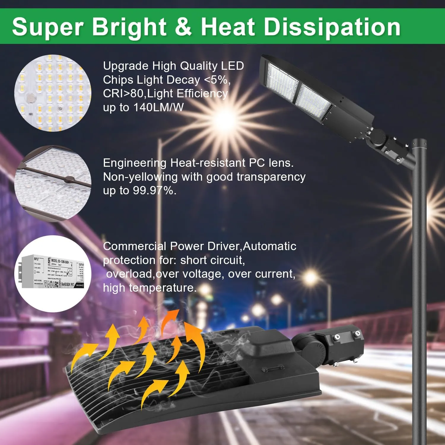 100W LED Parking Lot Light 14000LM LED Shoebox Area Light 5000K Dimmable Commercial Outdoor Street Lighting with Yoke Mount IP65 100-277VAC UL&DLC Listed(Slip Fitter Mount,200W)