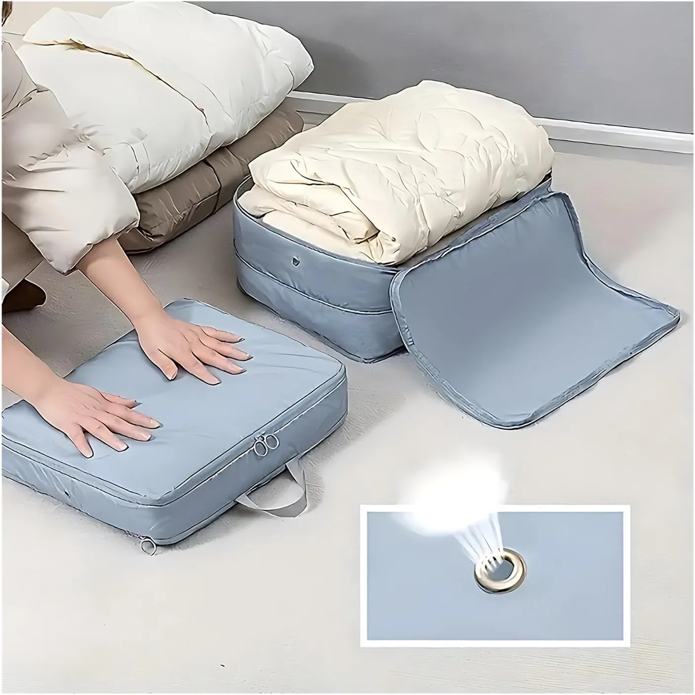 1/2/4PCS Foldable Compression Packing Bag Home Large Capacity Clothes Storage Bag Travel Portable Handheld Compression Bag(Beige,40X30X18cm)