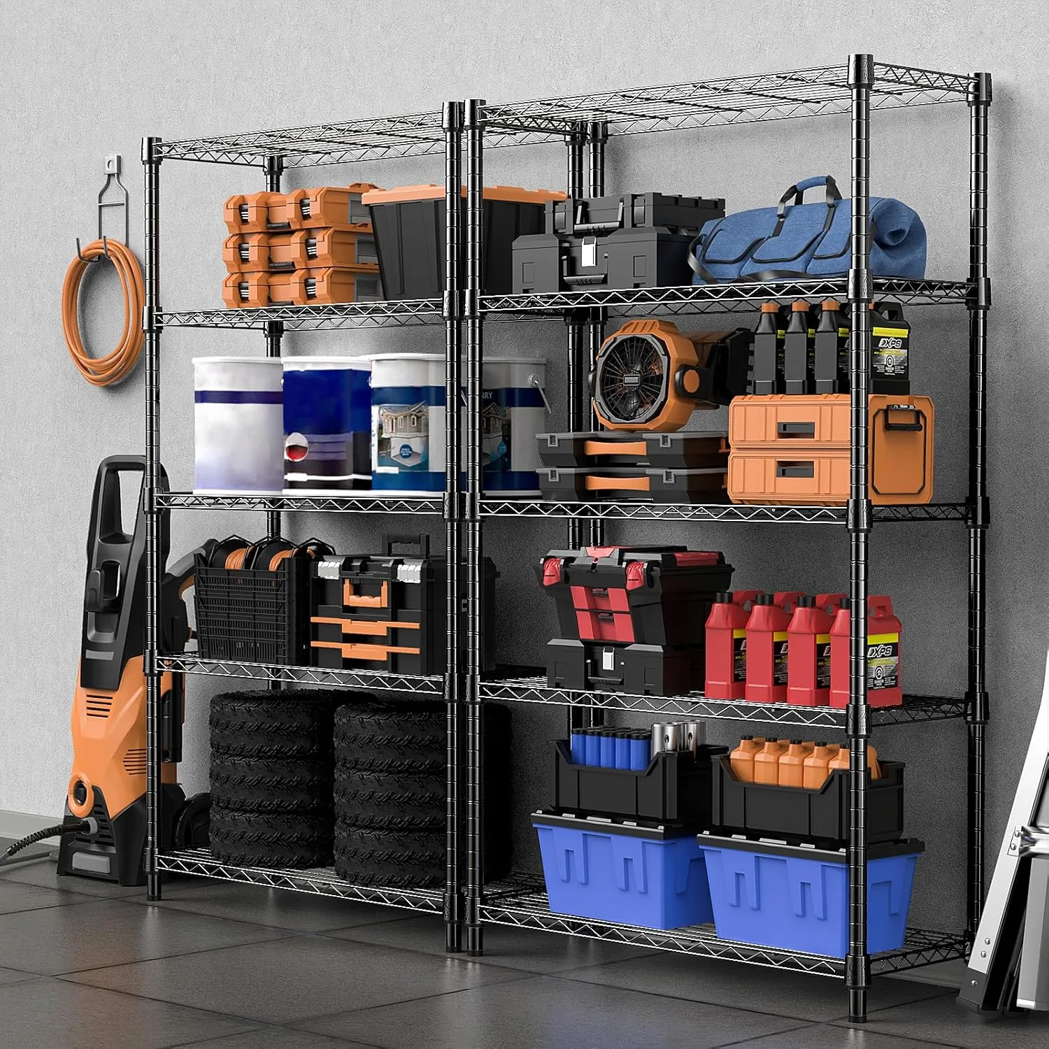 1250 lbs Storage Shelving Utility Shelving Unit 5-Tier Utility Shelving Unit Steel Organizer Wire Rack for Home,Kitchen,Office (13.7" D x 23.6" W x 62.4" H)