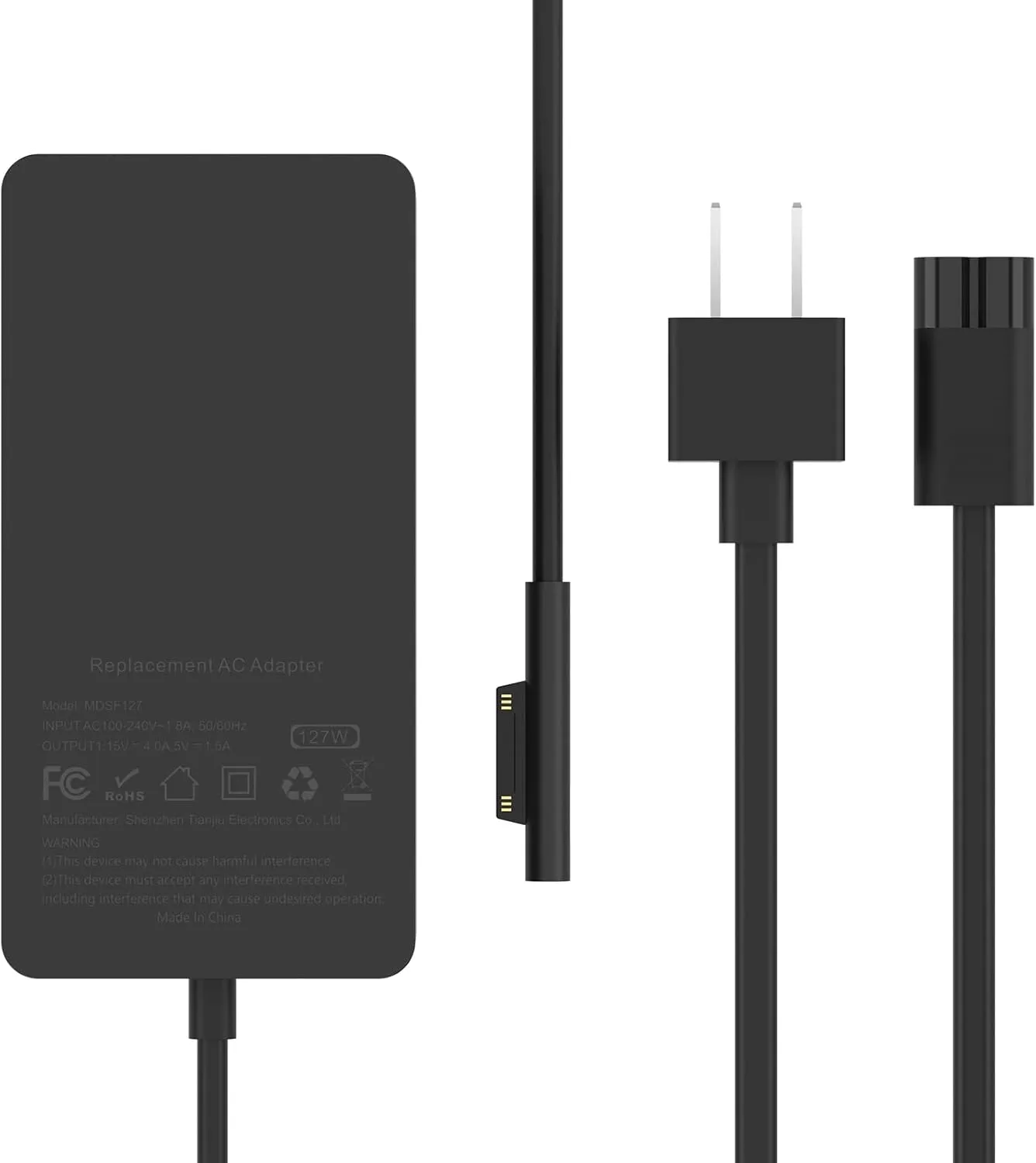 127W Microsoft Surface Book 3 Laptop Charger Also for 102W Surface Book 2, 1, Surface Laptop Studio 2, 1, Windows Surface Pro/Laptop/Go, 10FT Super Long Cable with Powerful Magnetic Plug and LED