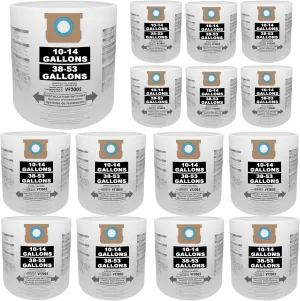 15 Pack VF2005 Vaccum Bag Compatible for Shop Vac Bags 10-14 Gallon,Type F/I 90662,9066233,90672,9067211,Disposable Collection Filter Bag