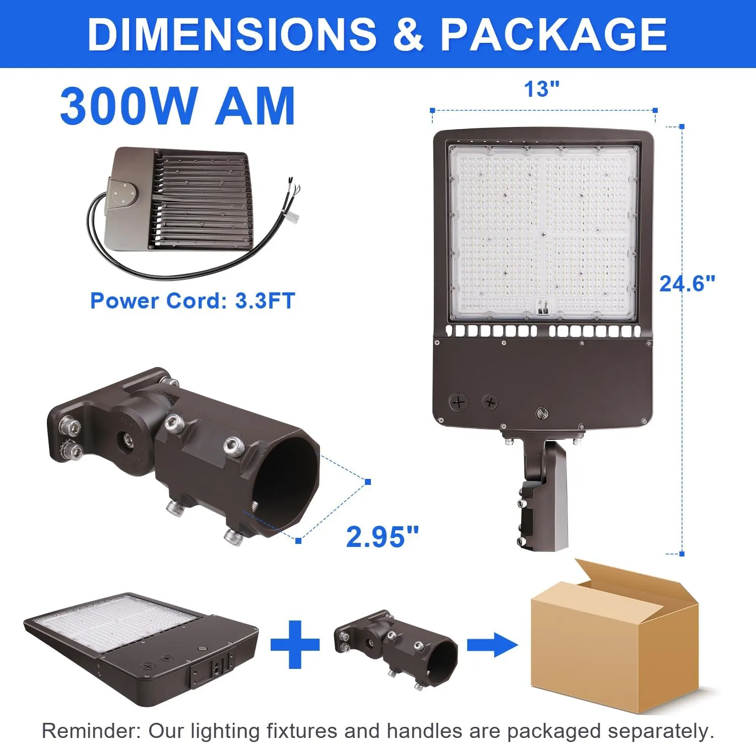 150W LED Parking Lot Light 21000LM LED Shoebox Area Light 5700K Dimmable Outdoor Commercial Street Lighting -10KV Surge Protection IP65 100-277V UL DLC Listed(Slip Fitter Mount,300W-120V-5700K)
