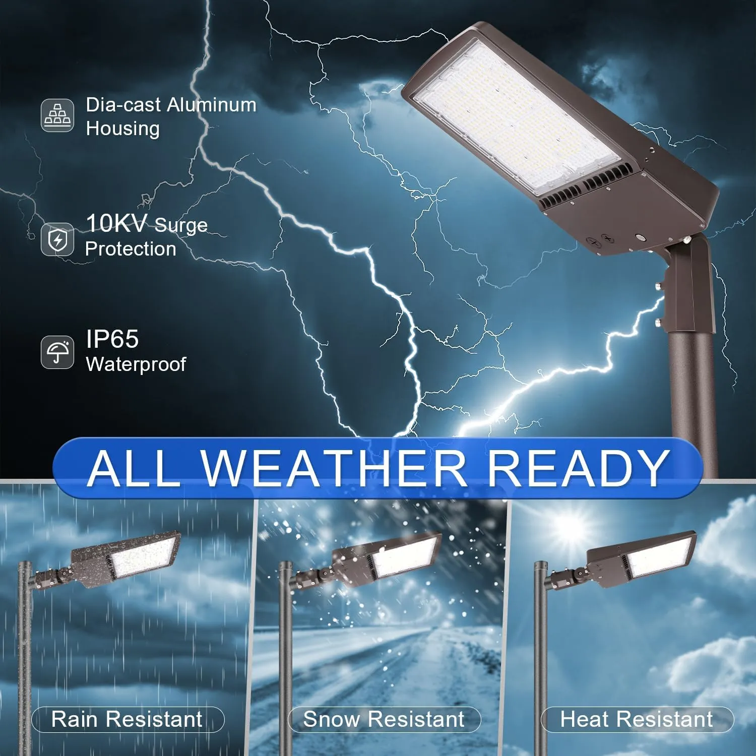150W LED Parking Lot Light 21000LM LED Shoebox Area Light 5700K Dimmable Outdoor Commercial Street Lighting -10KV Surge Protection IP65 100-277V UL DLC Listed(Slip Fitter Mount,300W-120V-5700K)