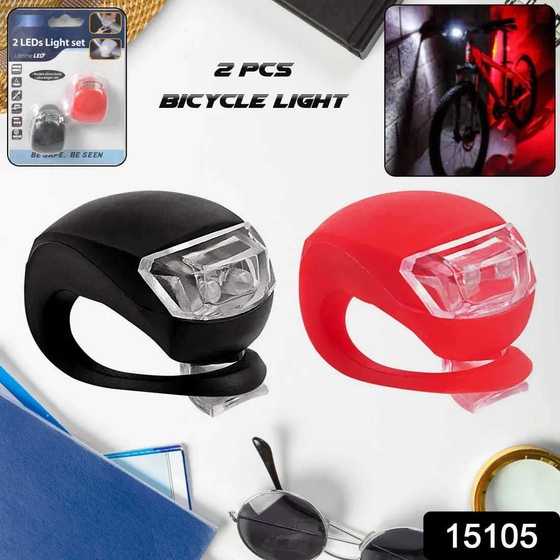 15105 Silicone LED Bike Light Set (2 Pcs Set)