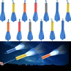 16 Packs Slingshot Finger Rockets LED Foam Rocket Launchers Light Up Flying Rocket Launcher Toys for Birthday Party Favors Kids Indoor and Outdoor Game Activities