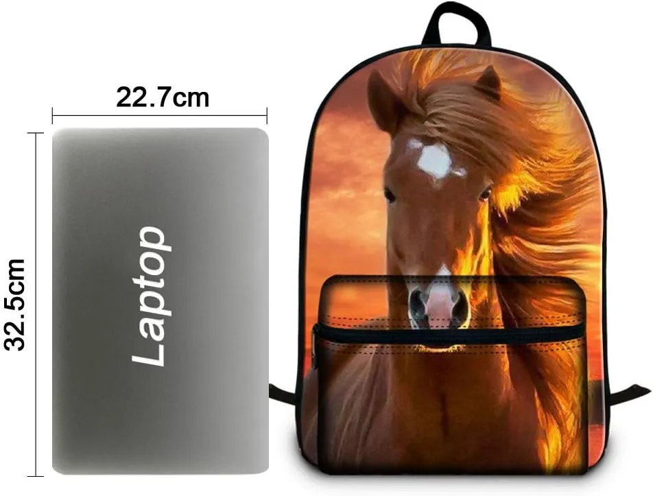 16.5 inch Horse Laptop Backpack Children School Bookbags High Class Back Pack