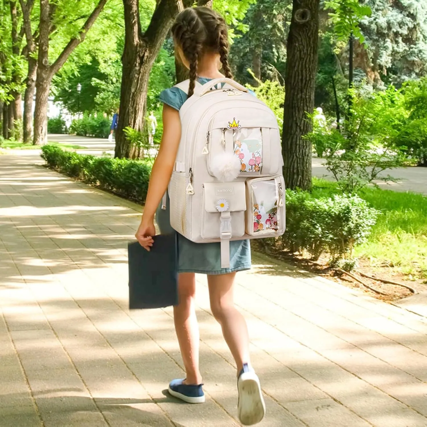 17.3 Inch School Backpack for Teen Girls,Cute Backpacks for Women Aesthetic Bookbag Laptop Bag Back Pack for Middle School