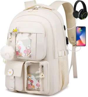 17.3 Inch School Backpack for Teen Girls,Cute Backpacks for Women Aesthetic Bookbag Laptop Bag Back Pack for Middle School