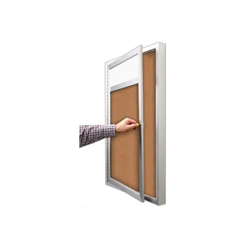 18" x 24" Outdoor Enclosed LED Lighted Poster SwingCase with Header | Single Locking Door