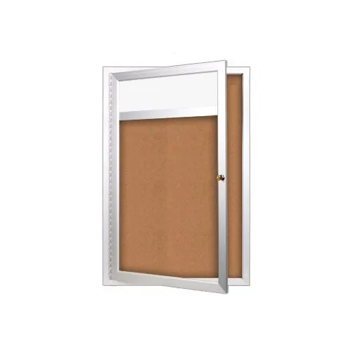 18" x 24" Outdoor Enclosed LED Lighted Poster SwingCase with Header | Single Locking Door