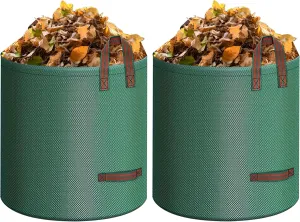 2-Pack 53 Gallon Yard Waste Bags, Reusable Heavy Duty Collapsible Garden Leaf Bags with Plastic Ring, Stand-Up Yard Waste Bin for Leaves, Lawn Debris & Grass Clippings - Yard Tools
