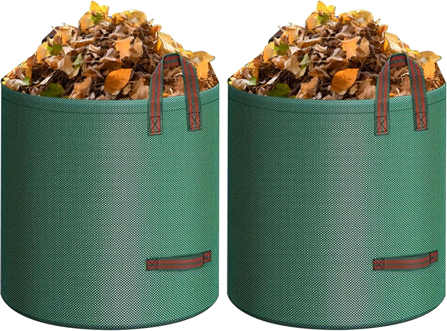 2-Pack 53 Gallon Yard Waste Bags, Reusable Heavy Duty Collapsible Garden Leaf Bags with Plastic Ring, Stand-Up Yard Waste Bin for Leaves, Lawn Debris & Grass Clippings - Yard Tools