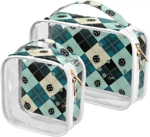 2 Pack clear Green Black Lady Bugs hanging travel toiletry TSA approved multifunctional small cosmetic bag travel essential