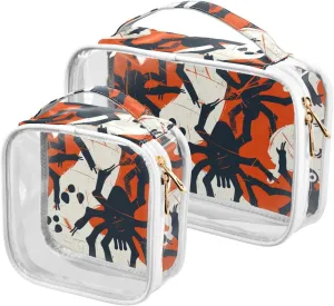 2 Pack clear Halloween Spiders Ghosts travel toiletry bag TSA approved transparent makeup bag small travel essential