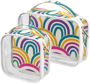 2 Pack clear Rainbow small toiletry bag TSA approved waterproof makeup brush bag travel essential