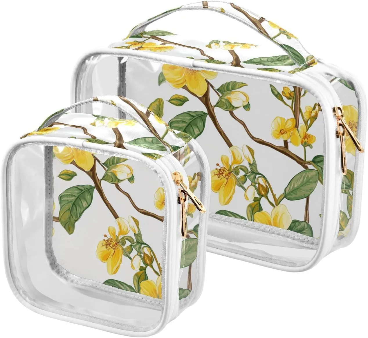 2 Pack clear Thailand Golden Shower Tree Beauty Flowers men toiletry bag TSA approved water-resistant makeup travel bag Men’s shaving kit