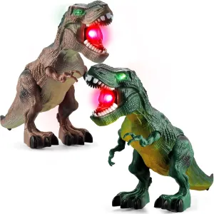 2 Pack Dinosaur Toys, Electric Walking Dinosaurs Toys for Kids 2-4 3-5 Years with LED Lights & Sounds & Roaring, Robot Dinosaur Figures for Boys Girls & Toddlers Birthday Gifts