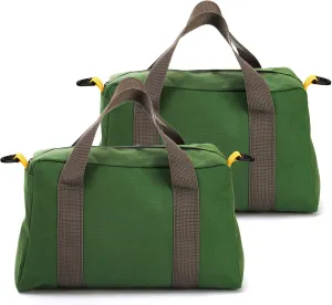 2 Pack Wide Mouth Tool Bags, 14" Heavy Duty Tool Storage Bag with Zipper, Large Capacity Utility Tool Tote Organizer Pouch for Electricians, Carpenter, Mechanic