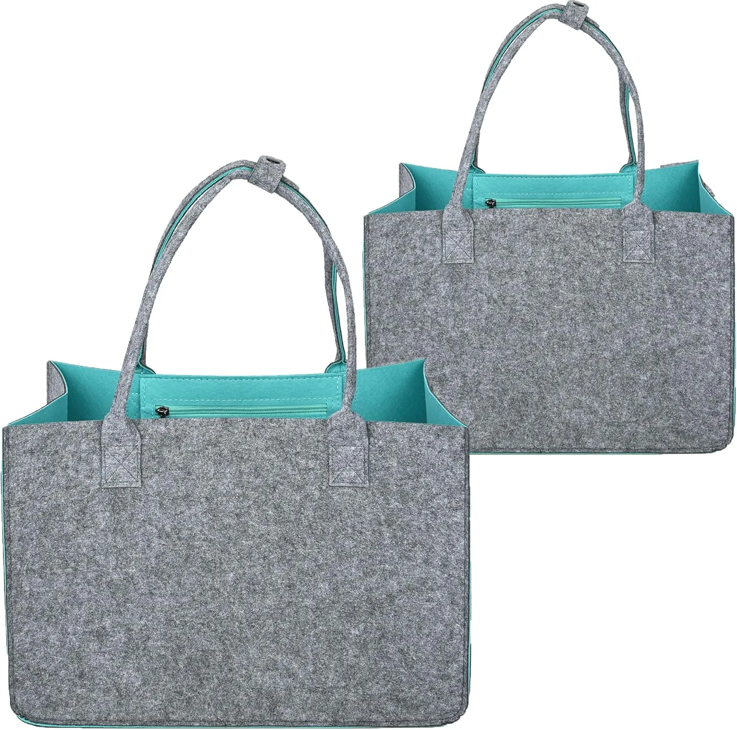 2 Pcs Felt Tote Bag 15.7 x 6.7 x 6.7 Inch Shopping Felt Bag with Handles Grocery Tote Bags for Grocery Shopping Travel Study Gym