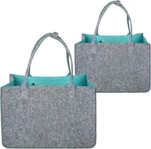 2 Pcs Felt Tote Bag 15.7 x 6.7 x 6.7 Inch Shopping Felt Bag with Handles Grocery Tote Bags for Grocery Shopping Travel Study Gym