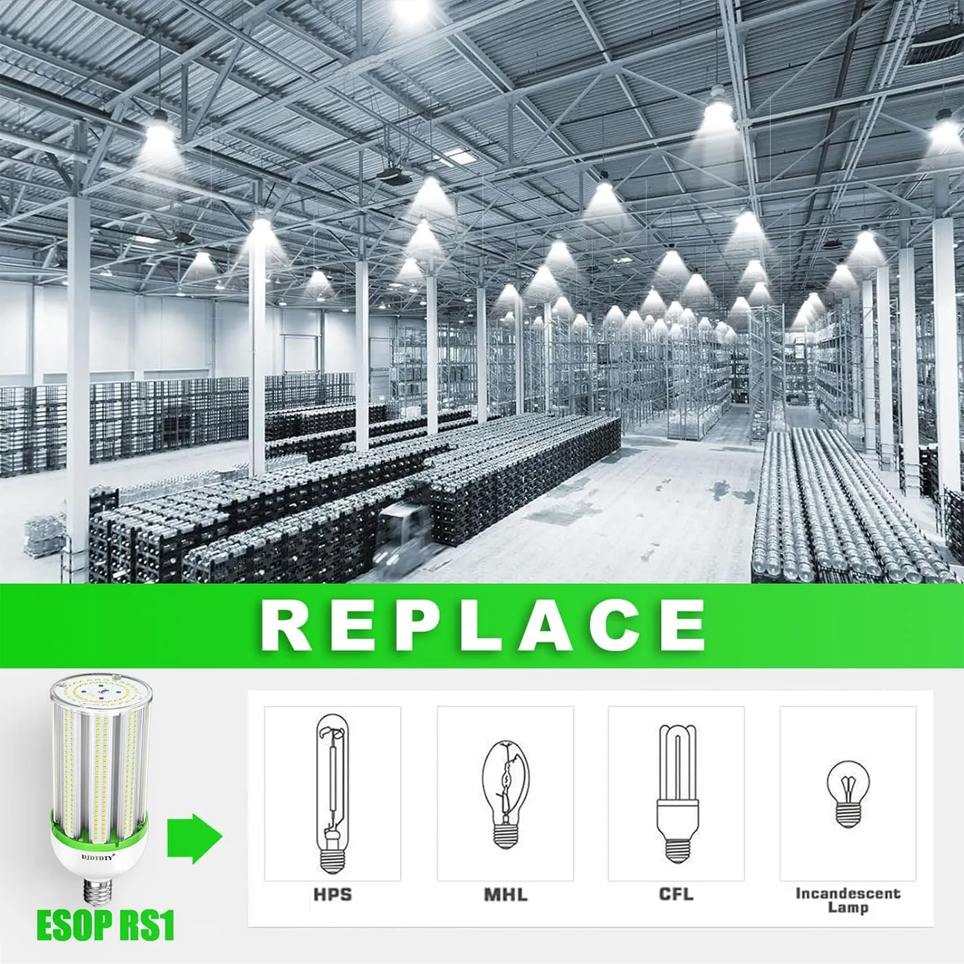 200WLED Corn Bulb, E26 Base with E39 Adapter, 5000K 20000LM LED Light Bulb for Garage Warehouse Workshop Barn (200Watts)