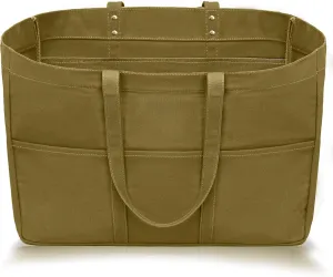 21.6" Large Canvas Tote Bag for Women with Multi-pockets and Laptop Sleeve Utility Tote Bag Big Everything Bags