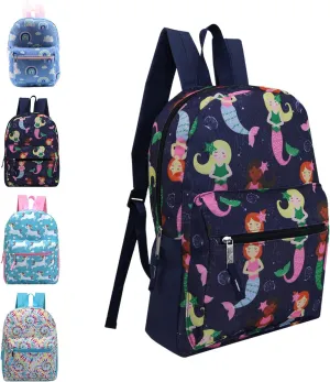 24-Pack 15" Backpacks for Kids - Bookbags in Bulk for Elementary, Middle, and High School Students, 3 Assorted Colors and Patterns