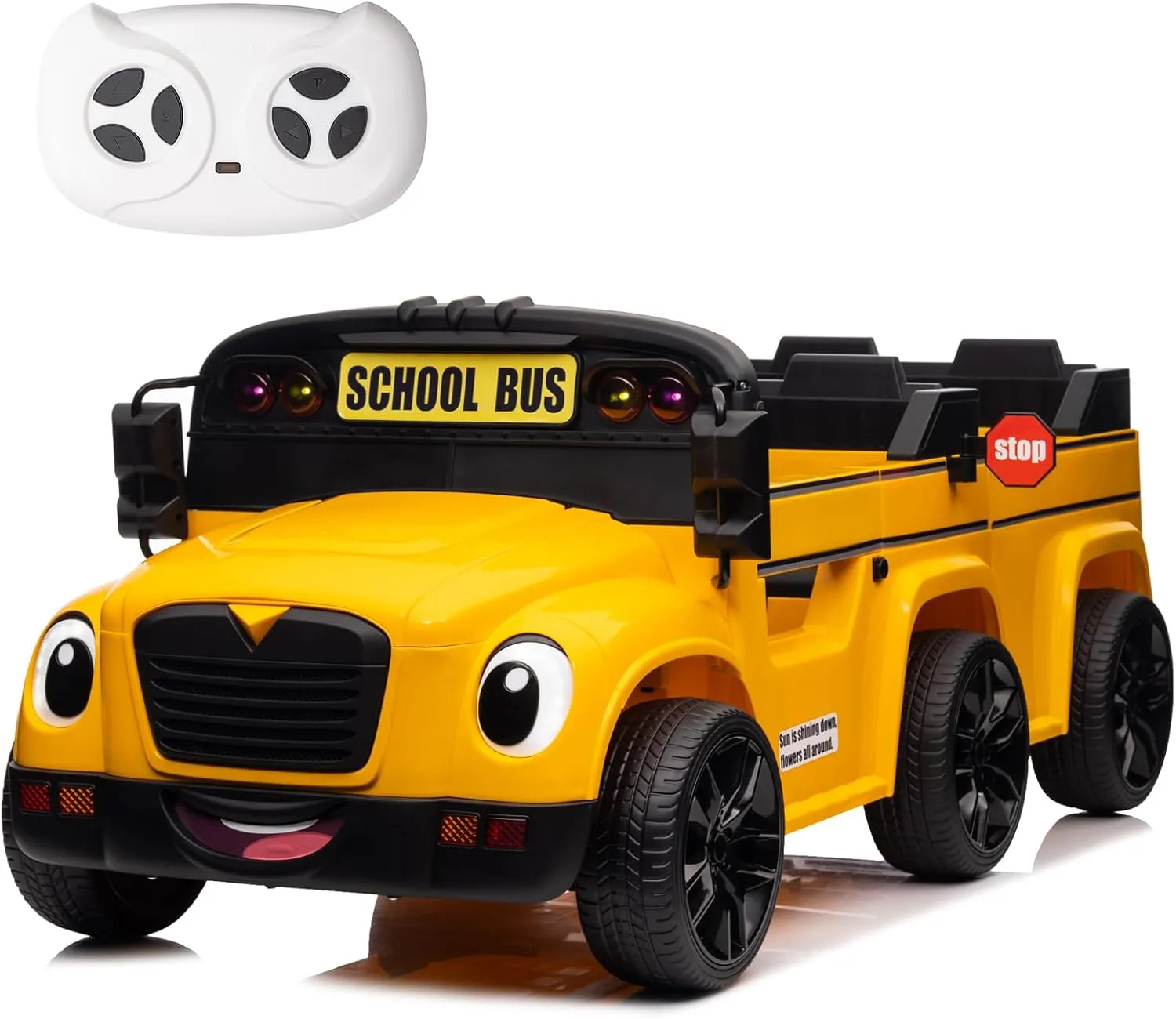 24V 2 Seater Ride on School Bus,6 Wheels Ride on Toy w/Remote Control,LED Light, Music, Bluetooth,4WD Kids Ride on Car,Electric Truck Vehicle,Ride On Toys for Boys Girls (Yellow)