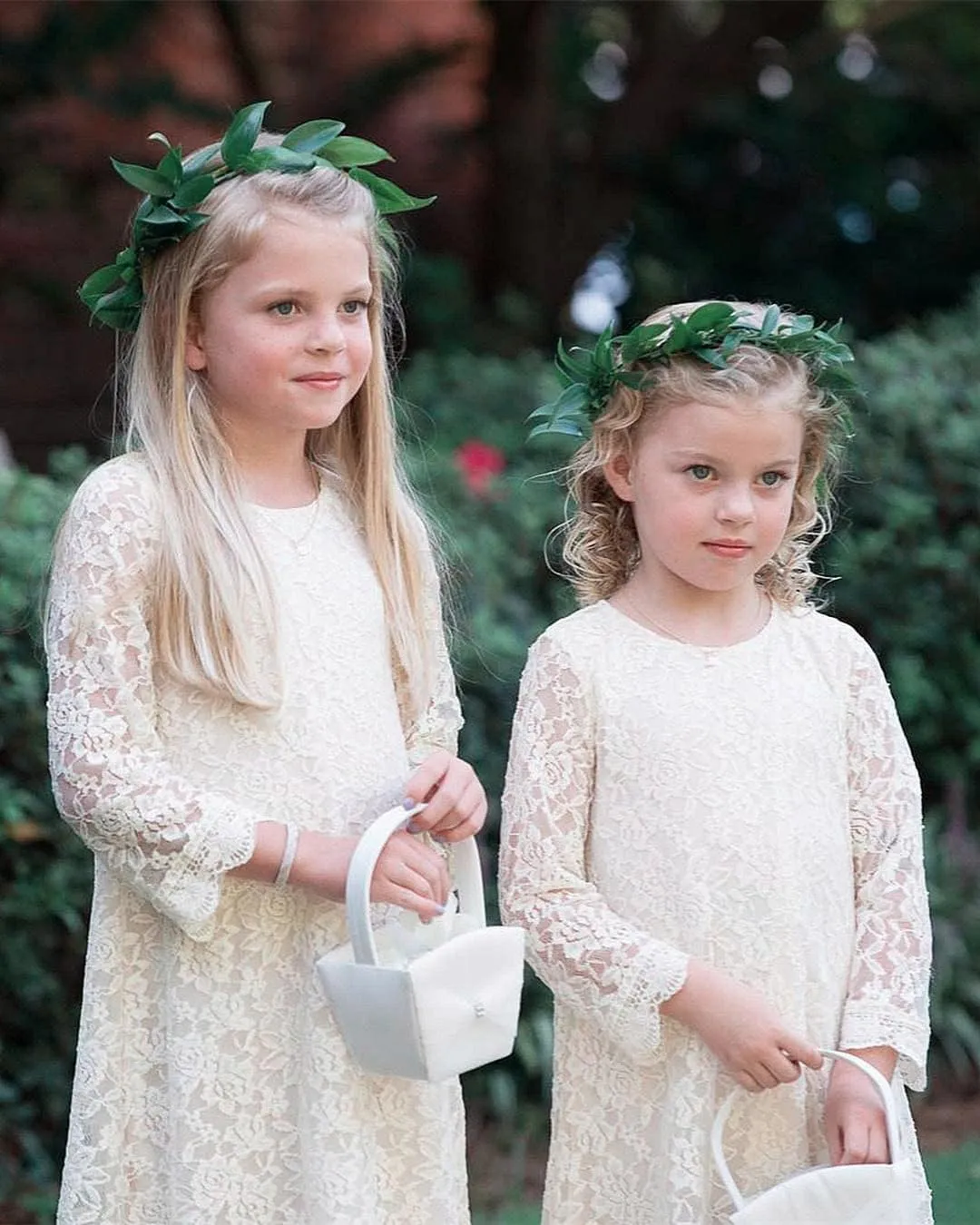 2Bunnies Girl Vintage Lace Scalloped Trim Boho Rustic Country Baptism Flower Girl Dress