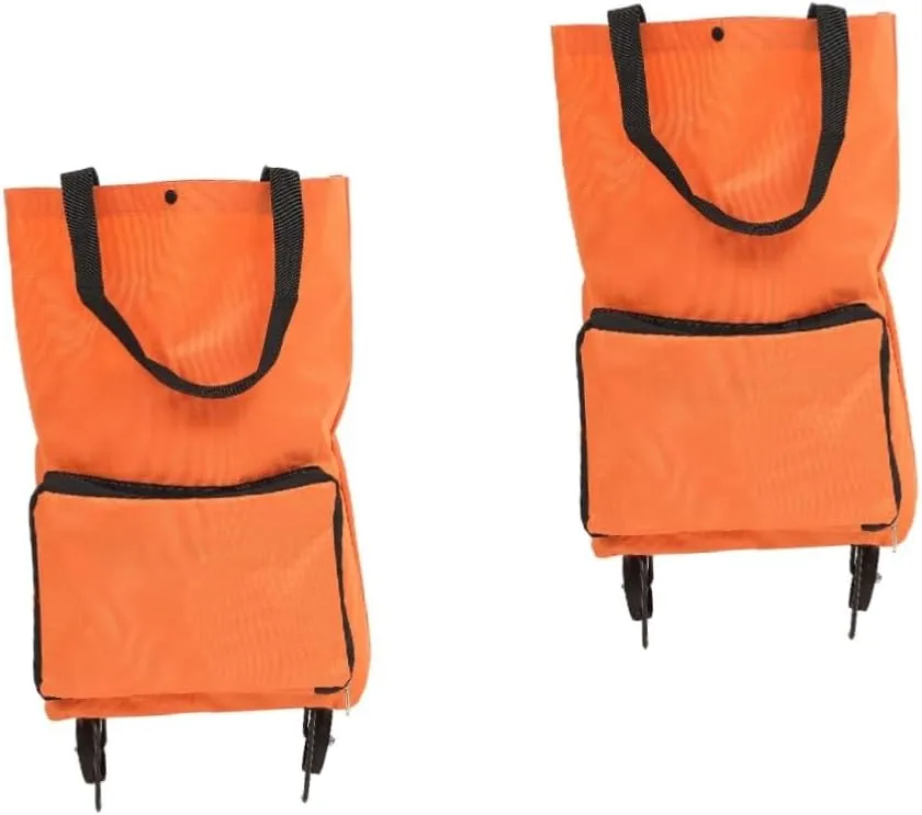 2pcs Collapsible Trolley Bag Wheels Reusable Shopping Bag for Large Groceries