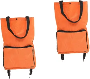 2pcs Collapsible Trolley Bag Wheels Reusable Shopping Bag for Large Groceries