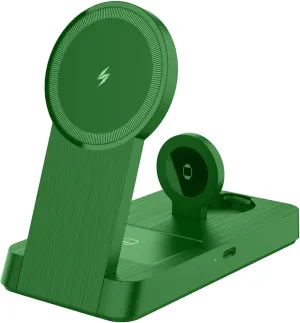 3 in 1 Magnetic Wireless for iPhone Charging Station: Foldable Portable Charger for iPhone 16-12 Pro Max & Apple Watch & AirPods, for Apple Multiple Devices Charger for Home,Office&Travel(Green)
