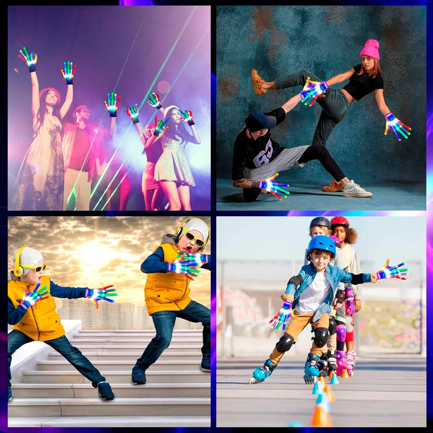 3 Pairs LED Gloves Boys Girls Toys Age 12  Years Old with 5 Colors 6 Flash Modes Light up Gloves stocking stuffers for Kids Fun Toys Gifts for Halloween Christmas Birthday Carnival Parties…
