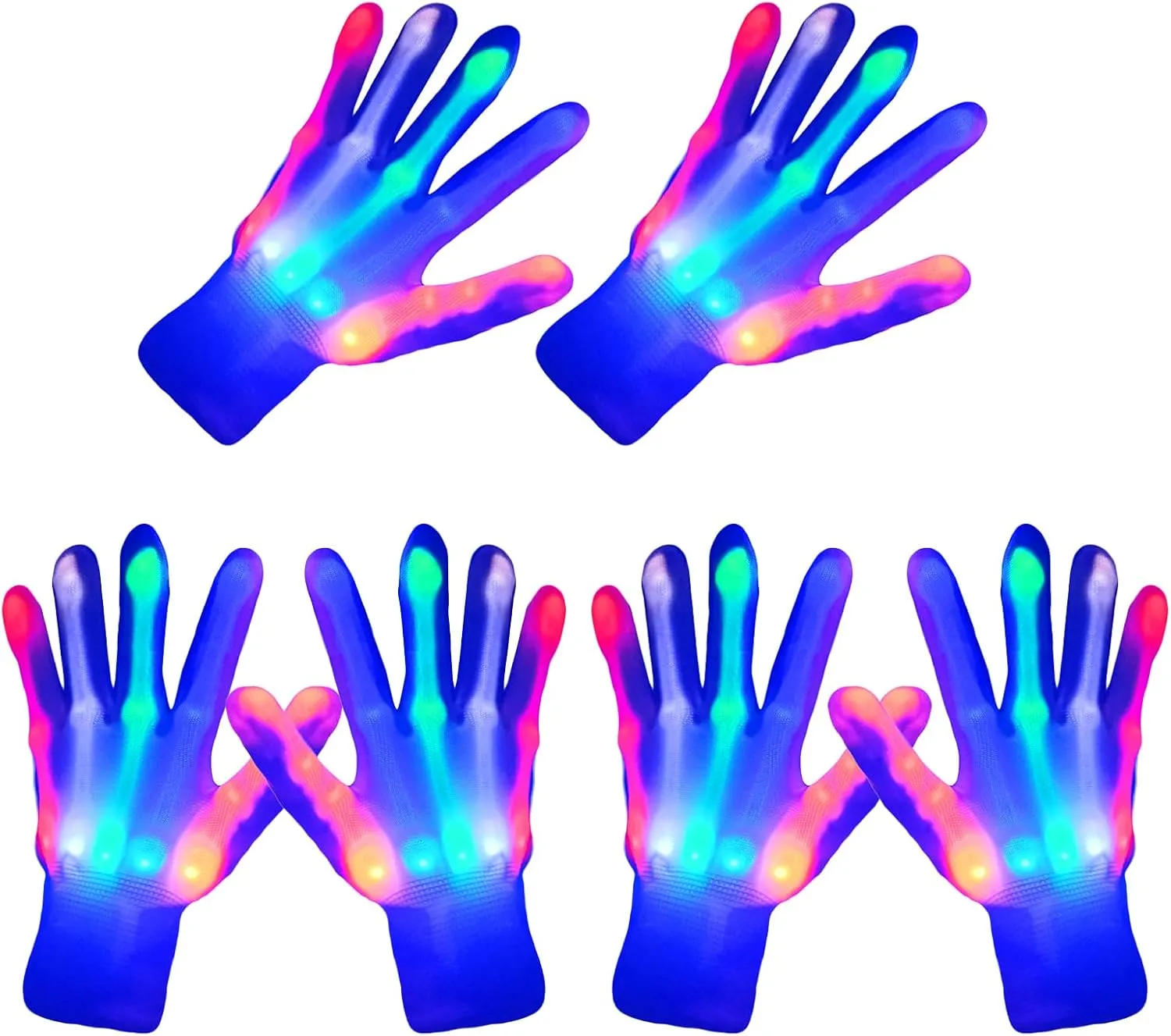 3 Pairs LED Gloves Boys Girls Toys Age 12  Years Old with 5 Colors 6 Flash Modes Light up Gloves stocking stuffers for Kids Fun Toys Gifts for Halloween Christmas Birthday Carnival Parties…