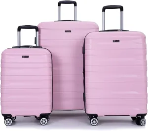 3-Piece Expandable Luggage Set (21"/25"/29") - PC Lightweight Hardshell Suitcases with Lock, Double Spinner Wheels & 2 Utility Hooks - Sand Color Carry-On & Checked Luggage (Pink   PC)
