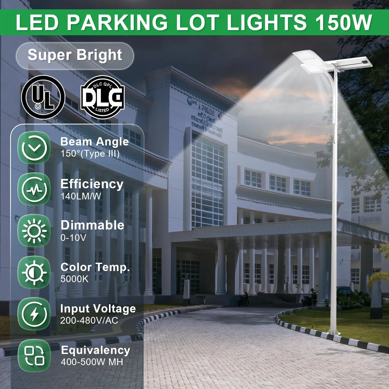 300W LED Parking Lot Light 42000LM LED Shoebox Area Light - Yoke Mount 5000K Outdoor Dimmable Street Light Surge Protection Built-in Commercial Street Lighting 100-277V UL DLC Listed(Slip Fitter Mount