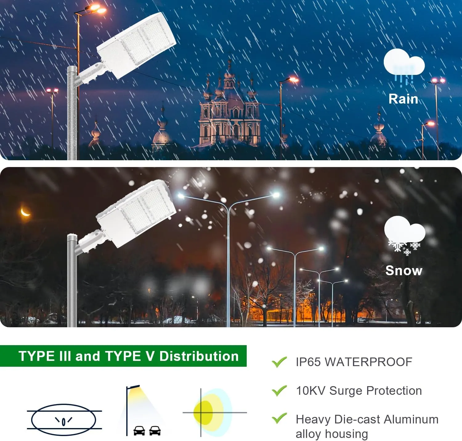300W LED Parking Lot Light 42000LM LED Shoebox Area Light - Yoke Mount 5000K Outdoor Dimmable Street Light Surge Protection Built-in Commercial Street Lighting 100-277V UL DLC Listed(Slip Fitter Mount