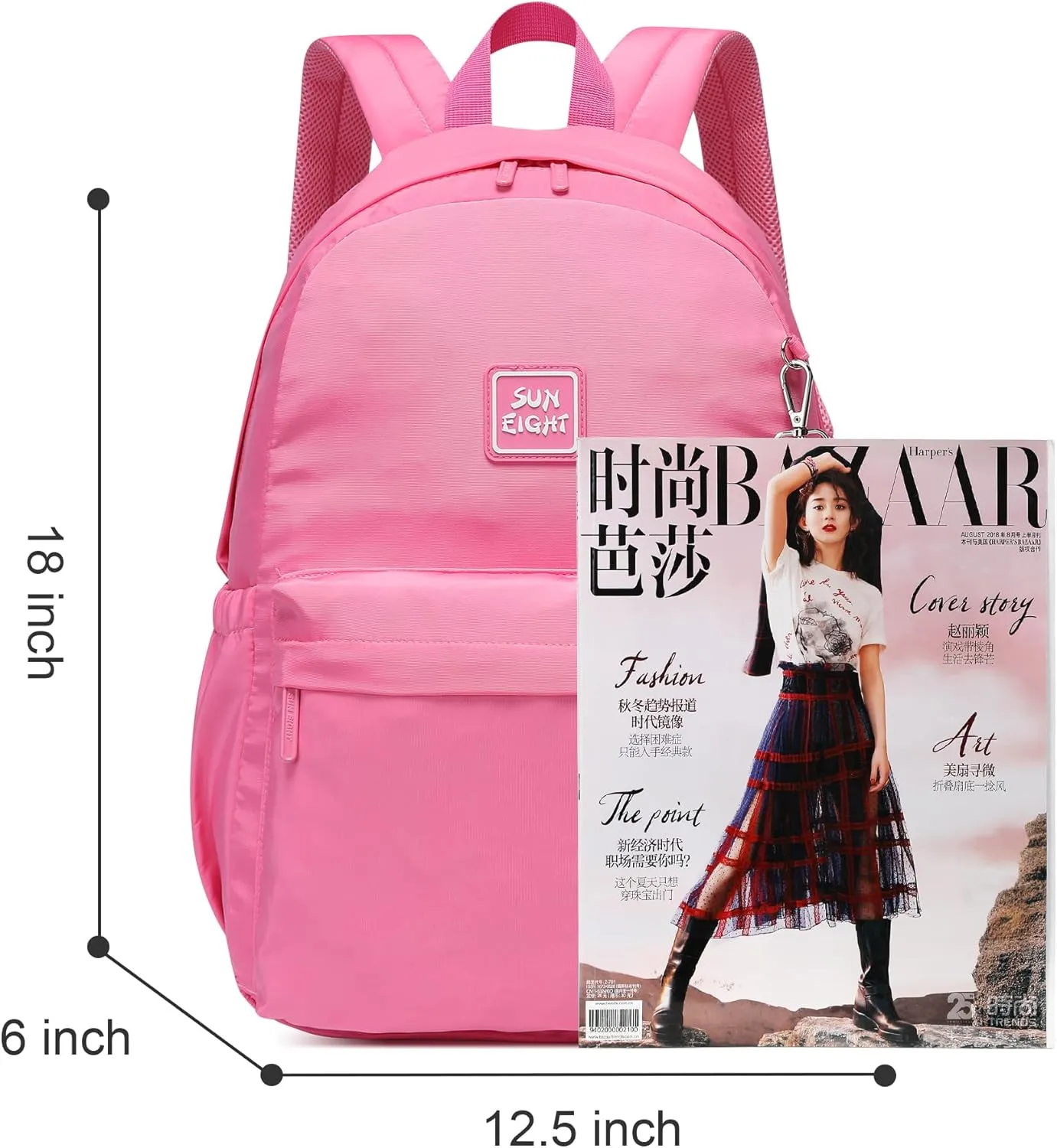 30L Waterproof School Backpack for Girls 6-18 Years Large Capacity Lightweight Bookbag for Elementary to High School Durable Travel Backpack with Adjustable Straps(Rose Color)