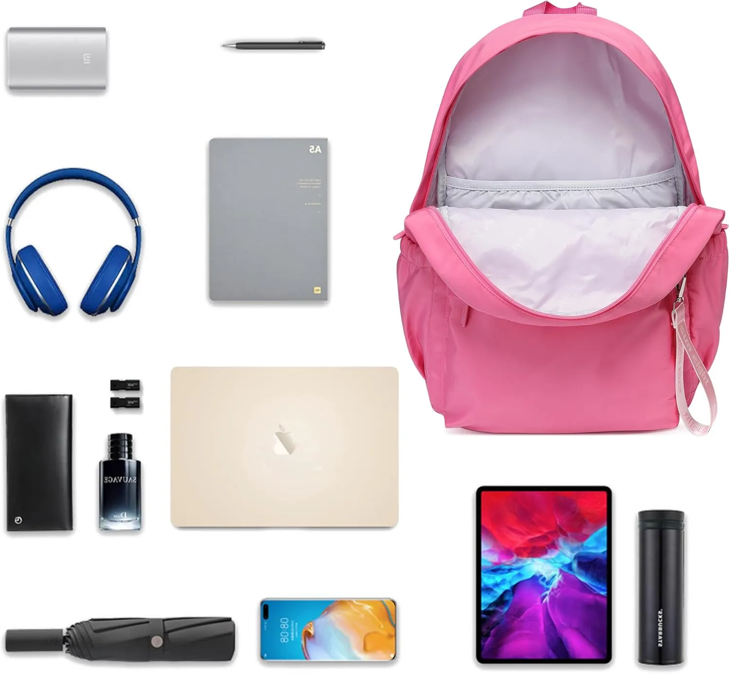 30L Waterproof School Backpack for Girls 6-18 Years Large Capacity Lightweight Bookbag for Elementary to High School Durable Travel Backpack with Adjustable Straps(Rose Color)