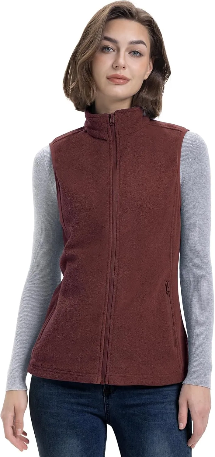33,000ft Women's Fleece Vest, Lightweight Warm Polar Soft Vests Outerwear with Zip Up Pockets, Sleeveless Jacket for Winter
