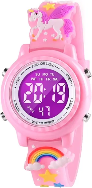 3D Cartoon Waterproof Kids Watches with Alarm - Best Toys Gifts for Girls Age 3-10