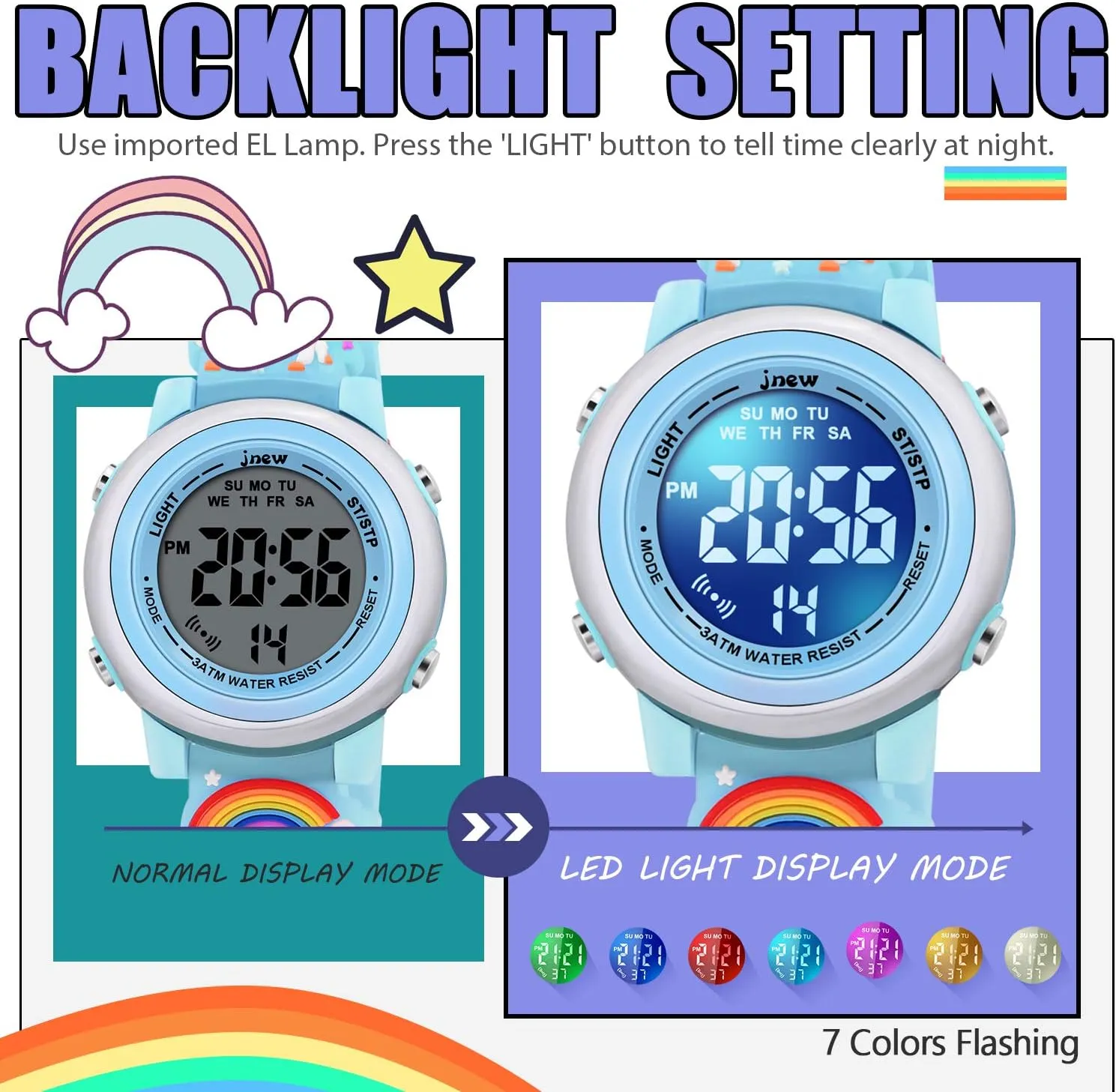 3D Cartoon Waterproof Watches for Girls with Alarm - Best Toys Gifts for Girls Age 3-12